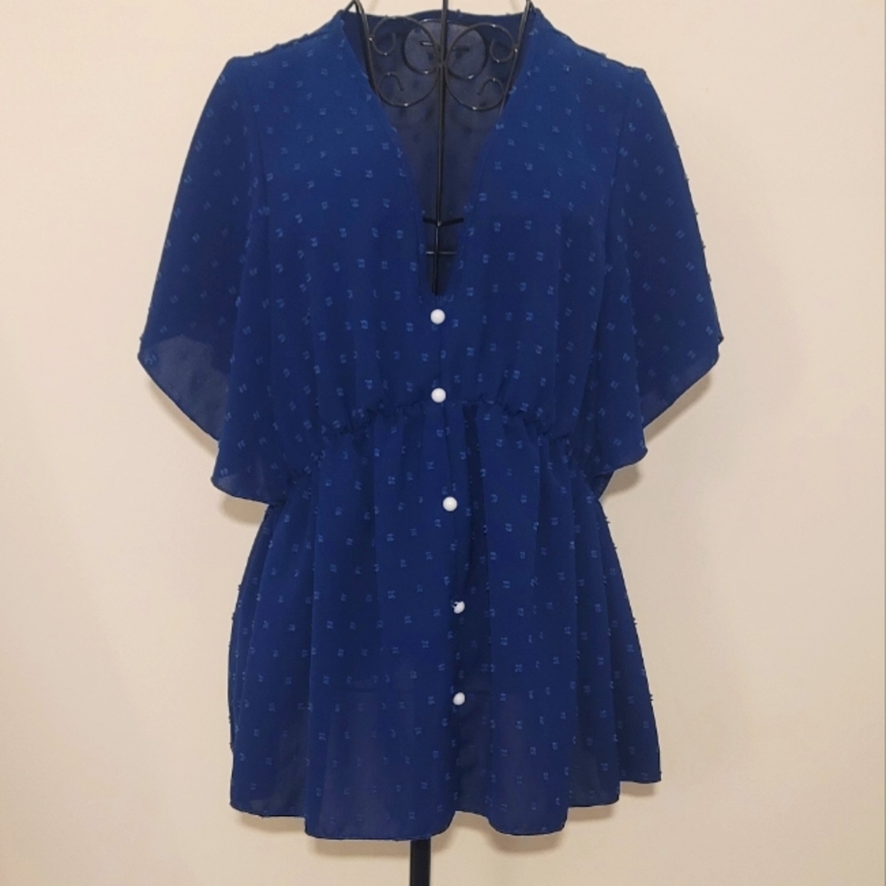 SHEIN Blue Button-Down Blouse